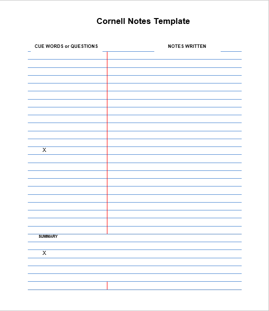 Cornell Notes Template 10 - Templates Hub