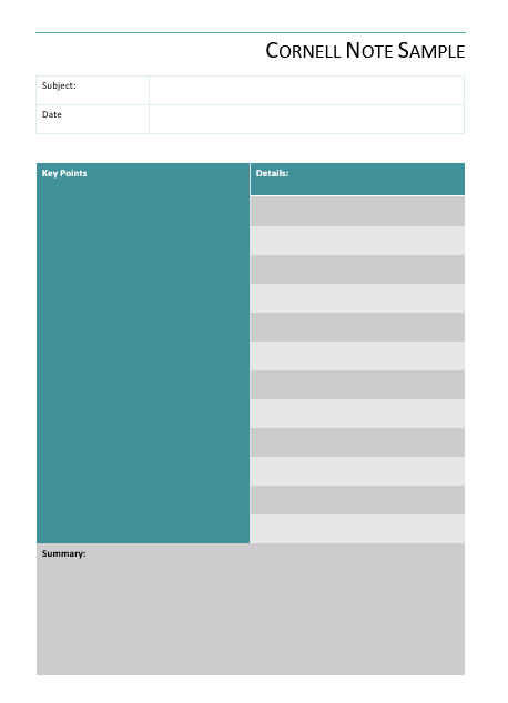 Cornell Notes Template 15 - TemplateHub