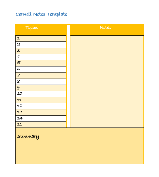 Cornell Notes Template 27 - TemplateHub