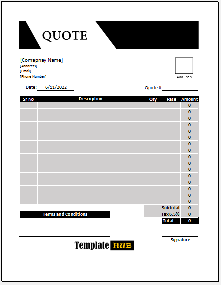 Business Quotation Template – Black and Gray Theme