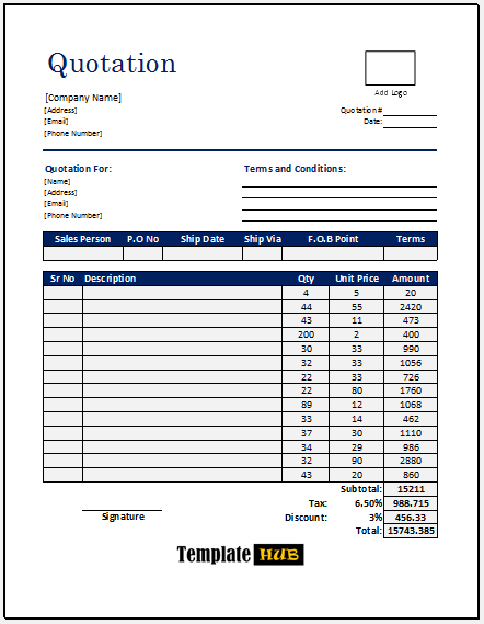 Business Quotation Template – Customizable Format