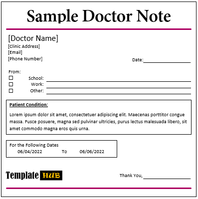 10 Free Sample Doctor Notes & Templates - Templates Hub