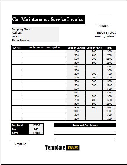 Services Invoice Template – Black and Gray Theme