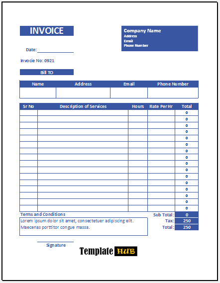 Services Invoice Template – Fillable Format
