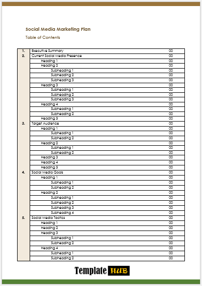 Professional Table of Contents Template – Tabular Format