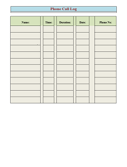 Call Log Template 19