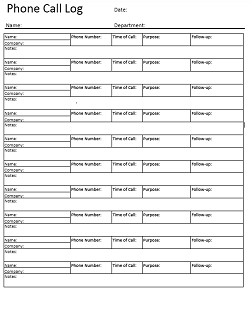 Call Log Template 20