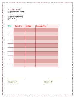 Call Log Template 26