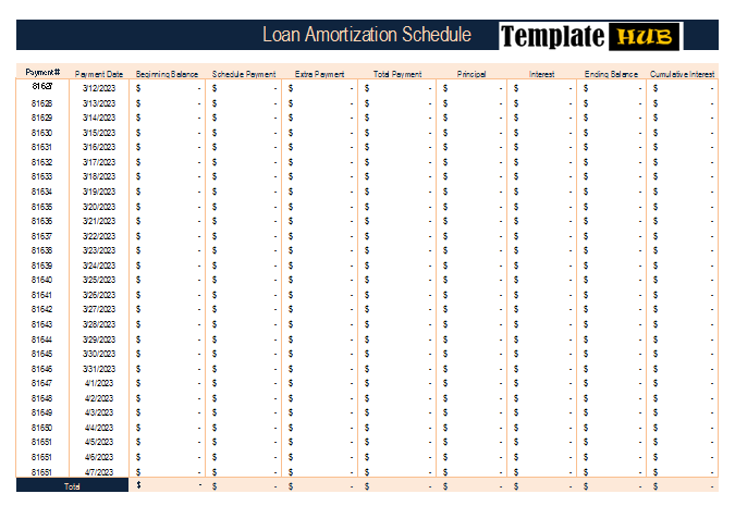 Free Loan Amortization Schedule Template – Customizable