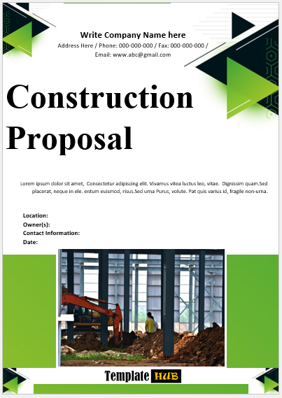 Construction Proposal Template – Black and Green Theme