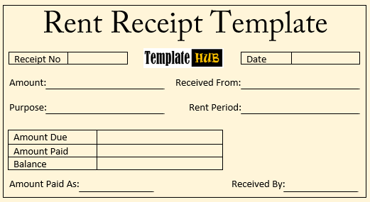 Rent Receipt Template – Colored Background