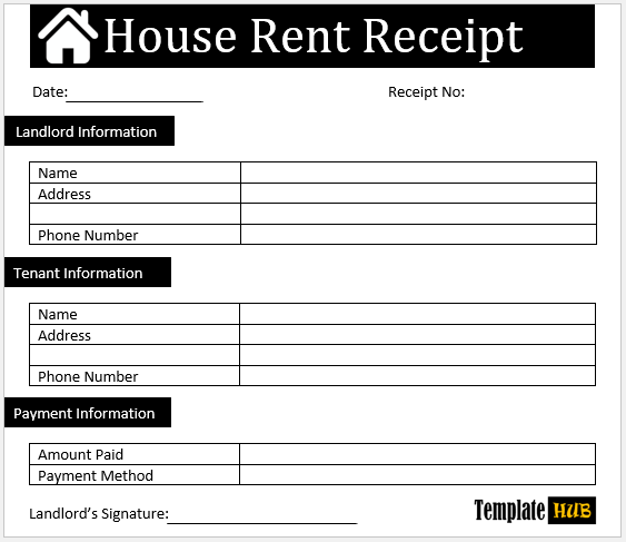 Rent Receipt Template – Fillable Format