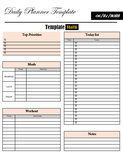 Free Daily Planner Template – Excellent Layout
