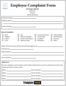 10 Free Employee Complaint Form Templates - MS Word Format