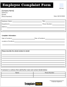 10 Free Employee Complaint Form Templates - MS Word Format