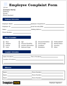 10 Free Employee Complaint Form Templates - MS Word Format