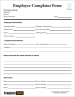 10 Free Employee Complaint Form Templates - MS Word Format