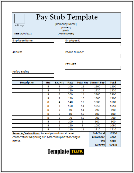 Pay Stub Template – Quality Format