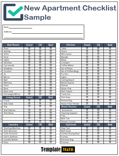 New Apartment Checklist Sample – Elegant Layout