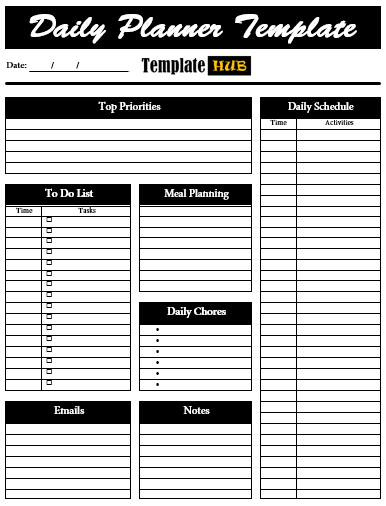 Free Daily Planner Template – Customizable Format 