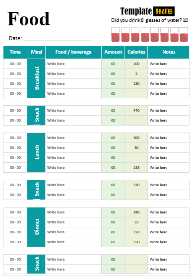 Free Food Diary Template – Excellent Layout