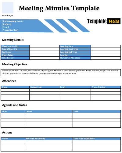 Free Meeting Minutes Template – Editable Format