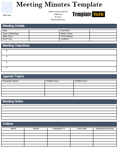 Free Meeting Minutes Template – Tabular Format