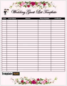 Wedding Guest List Template 10