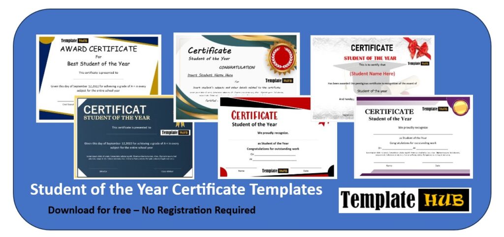 Student of the Year Certificate Templates Thumbnail Updated