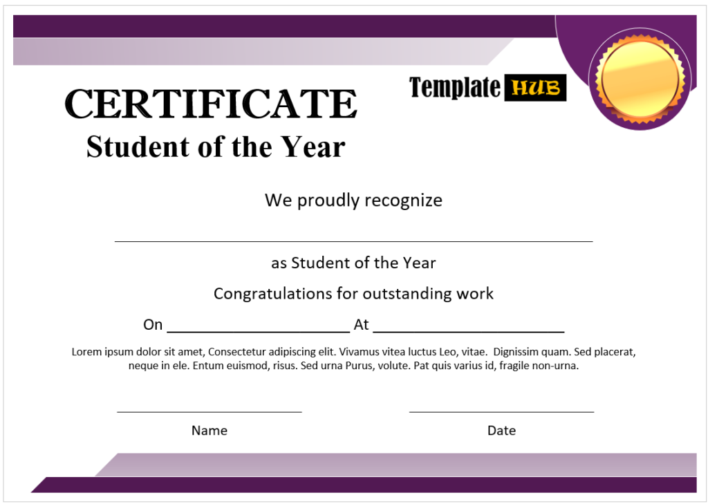 12 Free Student of the Year Certificate Templates