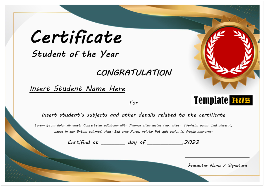 12 Free Student of the Year Certificate Templates