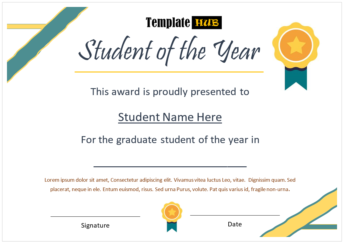 12 Free Student of the Year Certificate Templates - Templates Hub