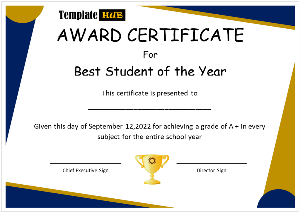 12 Free Student of the Year Certificate Templates - Templates Hub