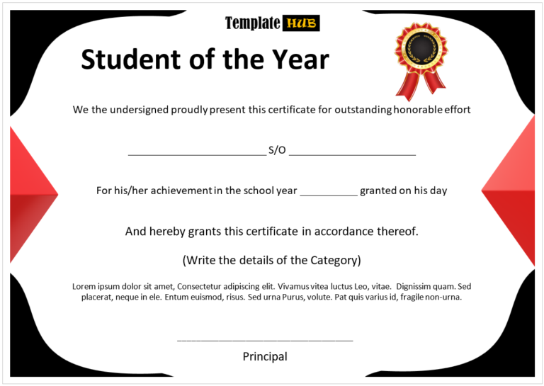 12 Free Student of the Year Certificate Templates - Templates Hub