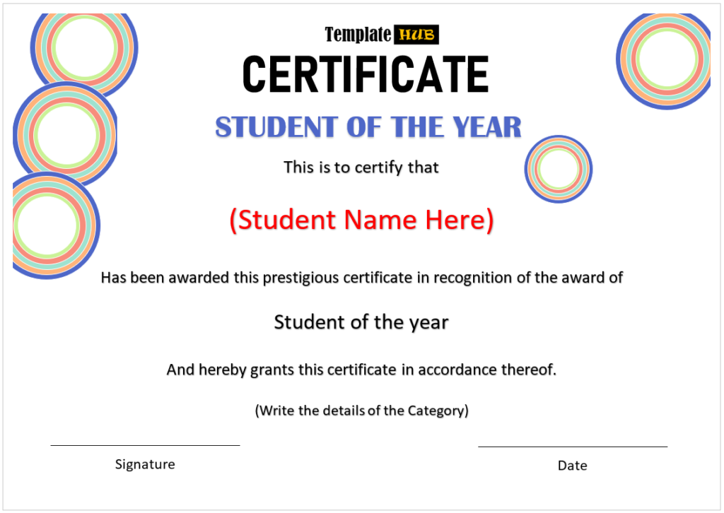 12 Free Student of the Year Certificate Templates - TemplateHub