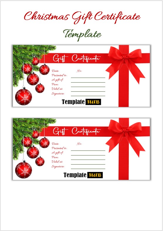 Christmas Gift Certificate Template – Customizable Format