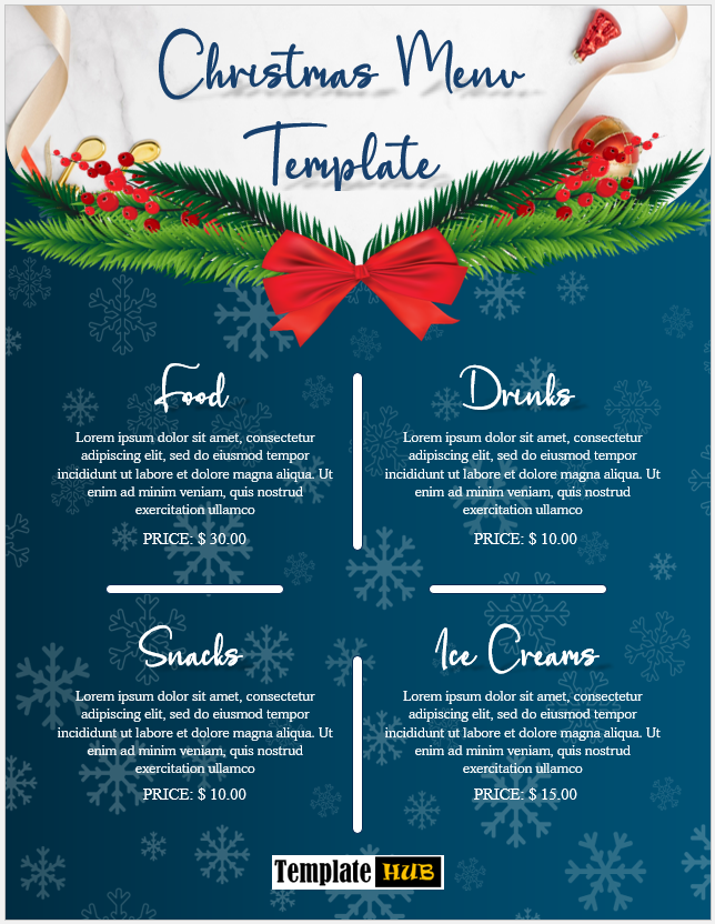 Christmas Menu Template – Beautiful Design
