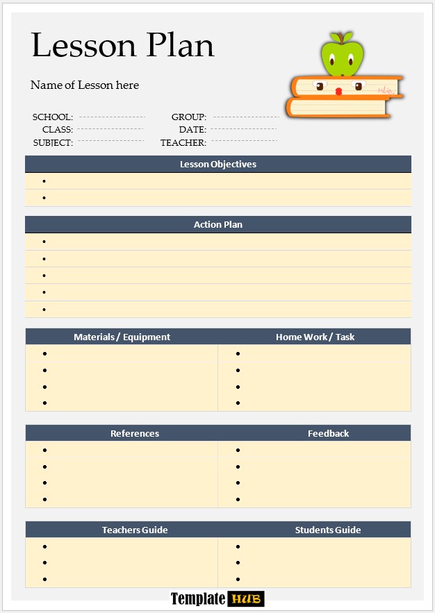 Lesson Plan Template – Yellow and Gray Theme