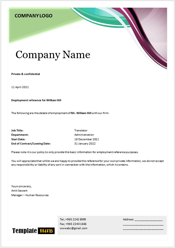 Letterhead Template – Colored Border