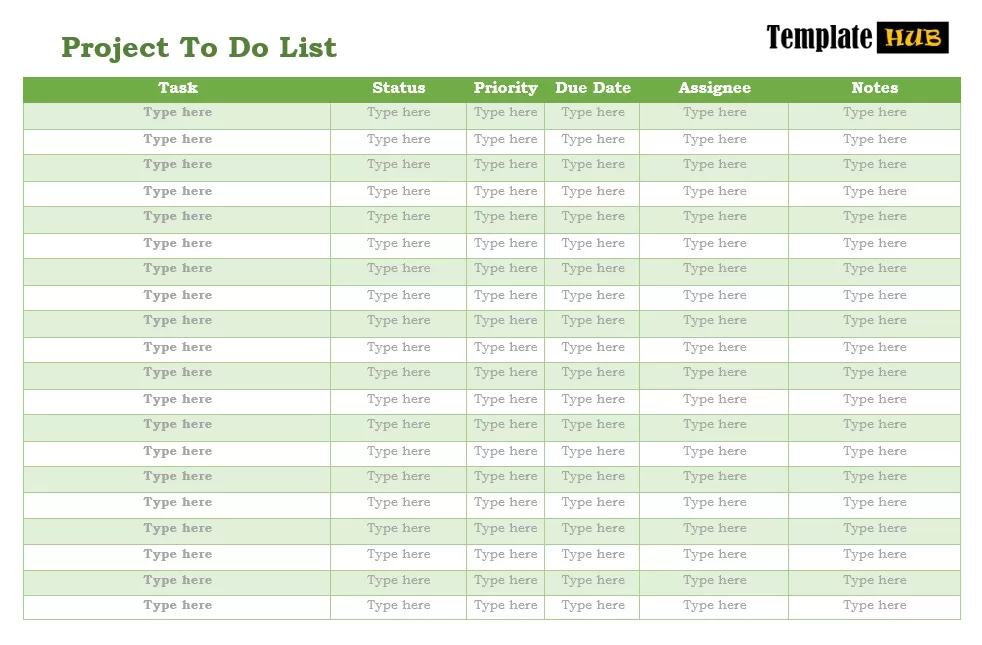 Project To-Do List Template 02