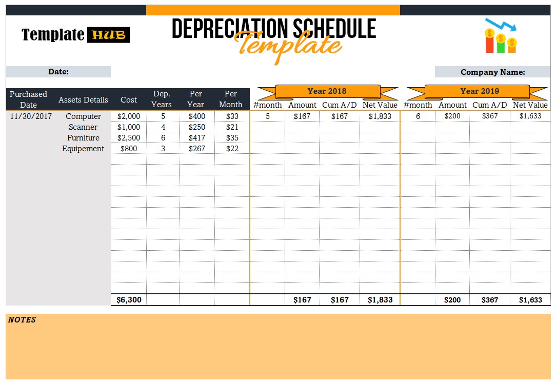 Depreciation Schedule Template – Modern Layout