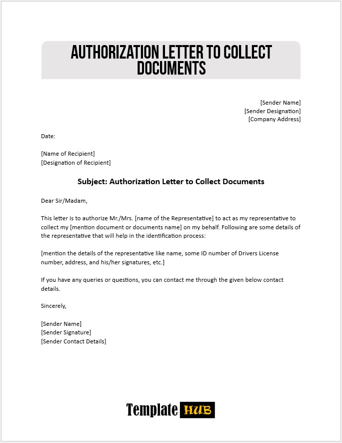 Authorization Letter To Collect Documents
