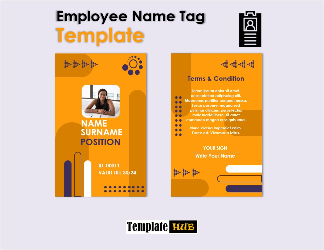 Employee Name Tag Template – Modern Layout