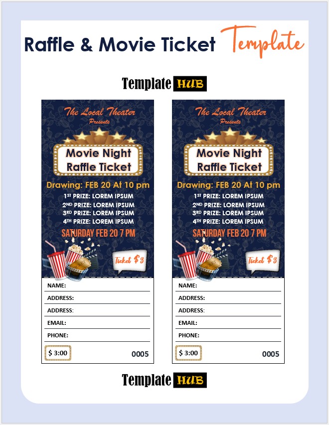 Raffle & Movie Ticket Template – Professional Layout