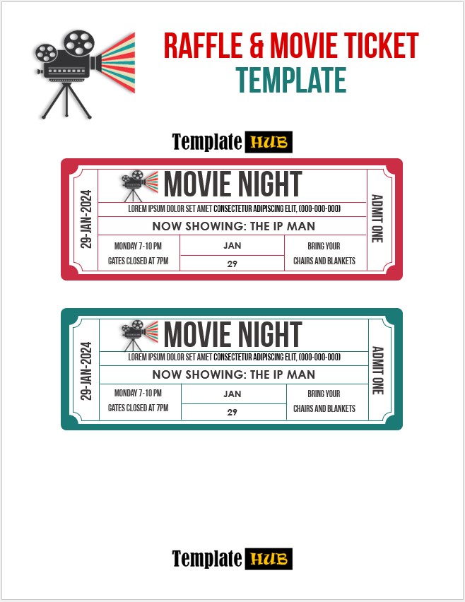 Raffle & Movie Ticket Template – Editable Format
