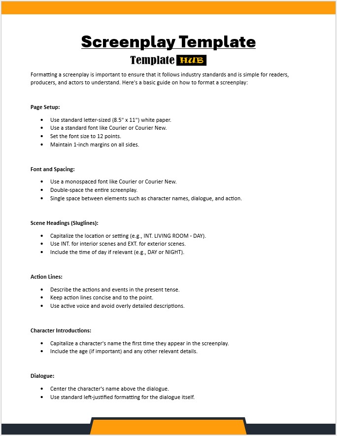 Screenplay Template – Editable Format