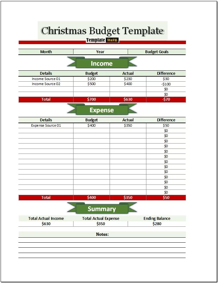 Christmas Budget Template in Excel