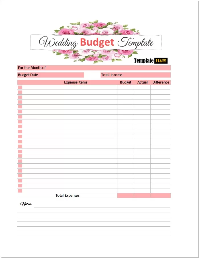 Editable Wedding Budget Template