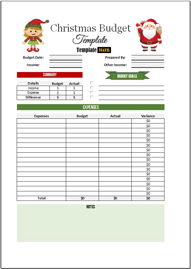 Free Christmas Budget Template