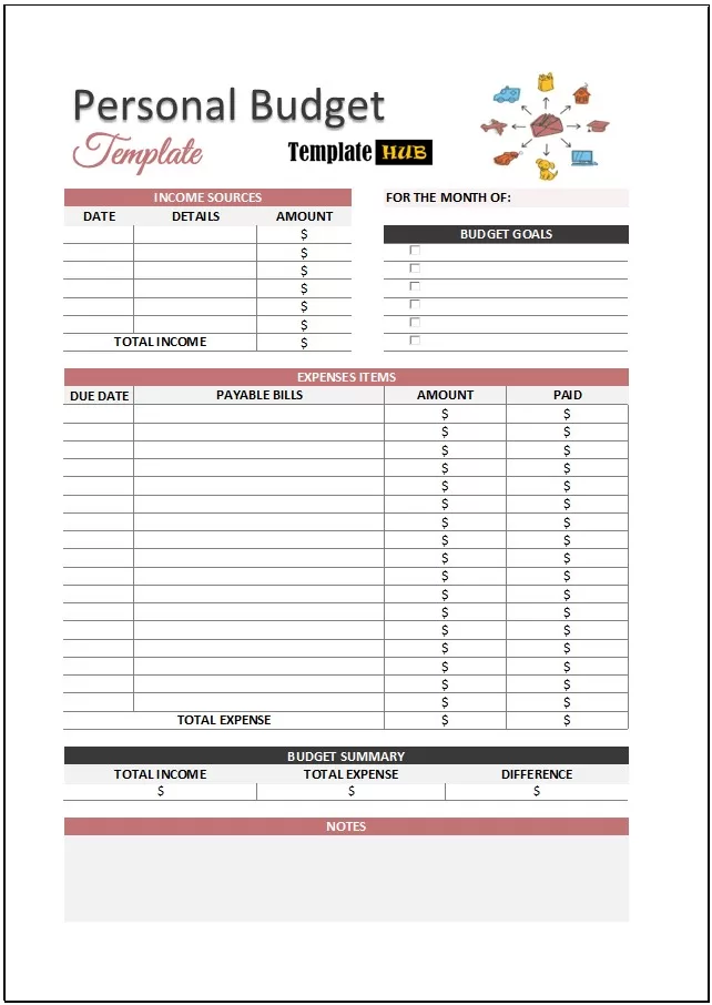 Simple Personal Budget Template